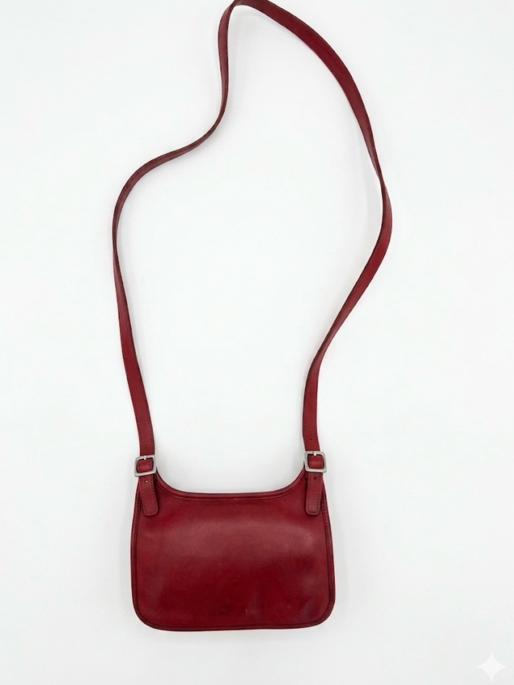 VINTAGE Coach Red Leather Mini Hippie Flap Bag 9142 | Glove Tanned Crossbody